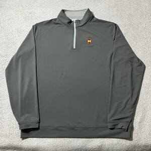 Peter Millar 1/4 Zip Pullover Mens 2XL Gray Maryland Terrapins Performance Golf